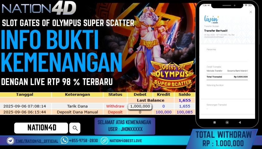 NATION4D -SLOT GATES OF OLYMPUS SUPER SCATTER RP.1,000,000 LUNAS!!