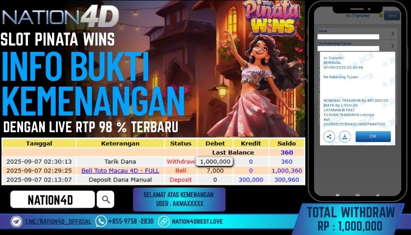 NATION4D -SLOT PINATA WINS RP.1,000,000 LUNAS!!