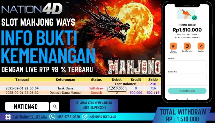 NATION4D -SLOT MAHJONG WAYS RP.1,510,000 LUNAS!!