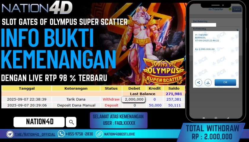 NATION4D -SLOT GATES OF OLYMPUS SUPER SCATTER RP.2,000,000 LUNAS!!