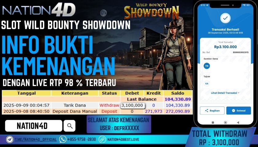 SLOT WILD BOUNTY SHOWDOWN RP.3.100.000 LUNAS!!