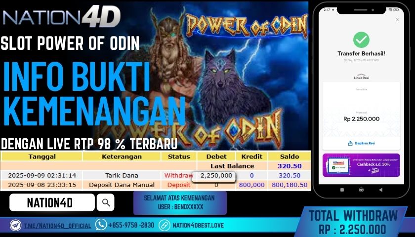 NATION4D -SLOT POWER OF ODIN RP.2.250.000 LUNAS!!