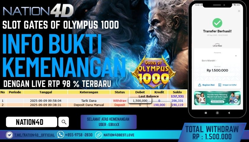 NATION4D -SLOT GATES OF OLIMPUS 1000 RP.1.500.000 LUNAS!!