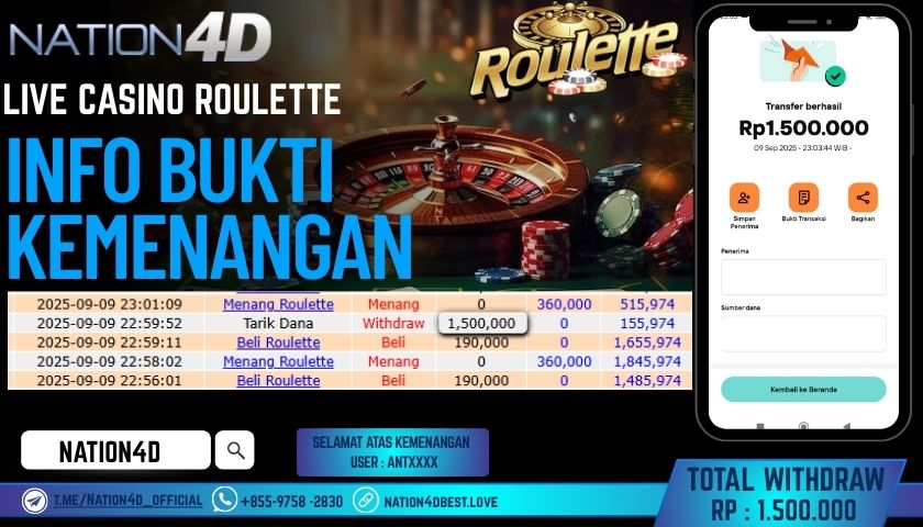 NATION4D -LIVE CASINO ROULETTE RP.1,500,000 LUNAS!!