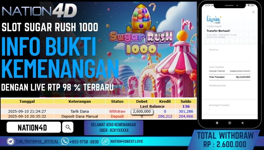 NATION4D -SLOT SUGAR RUSH 1000 RP.2,600,000 LUNAS!