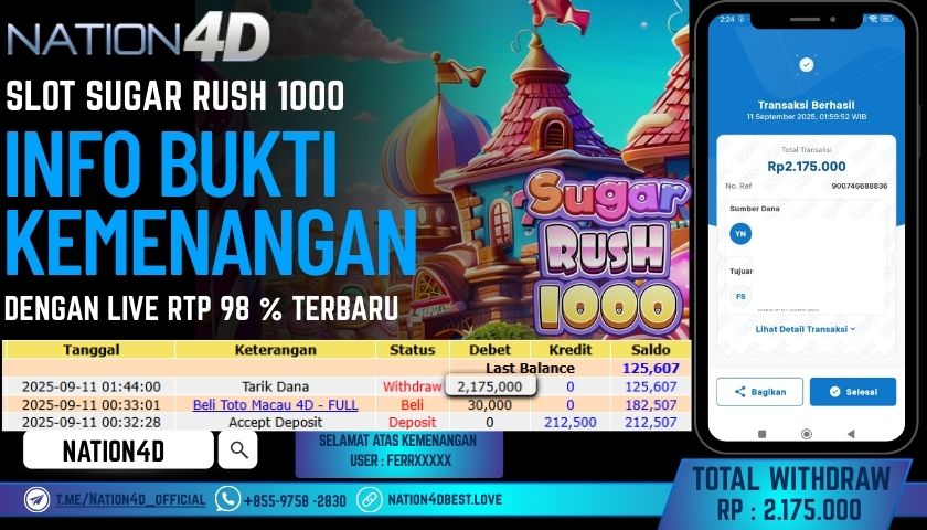 NATION4D -SLOT SUGAR RUSH 1000 RP.2,175,000 LUNAS!