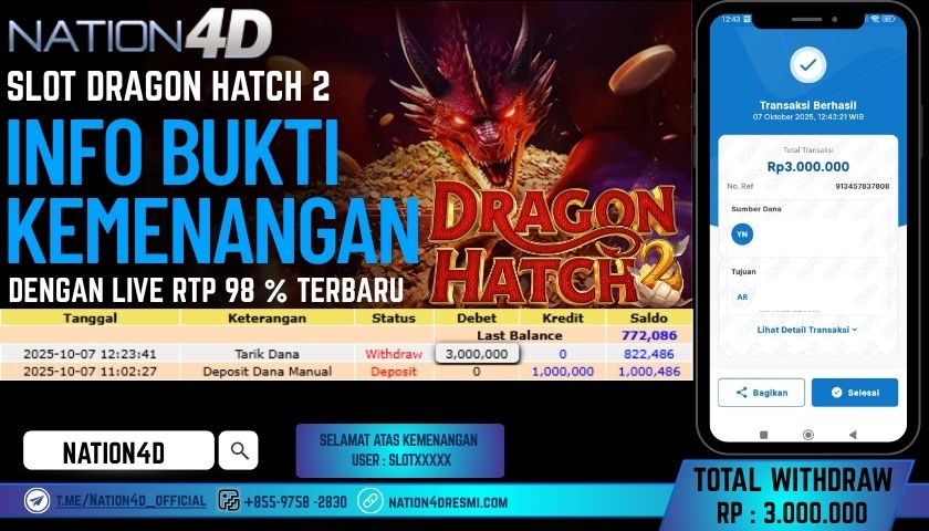 NATION4D -SLOT DRAGON HATCH 2 RP.3,000,000 LUNAS!