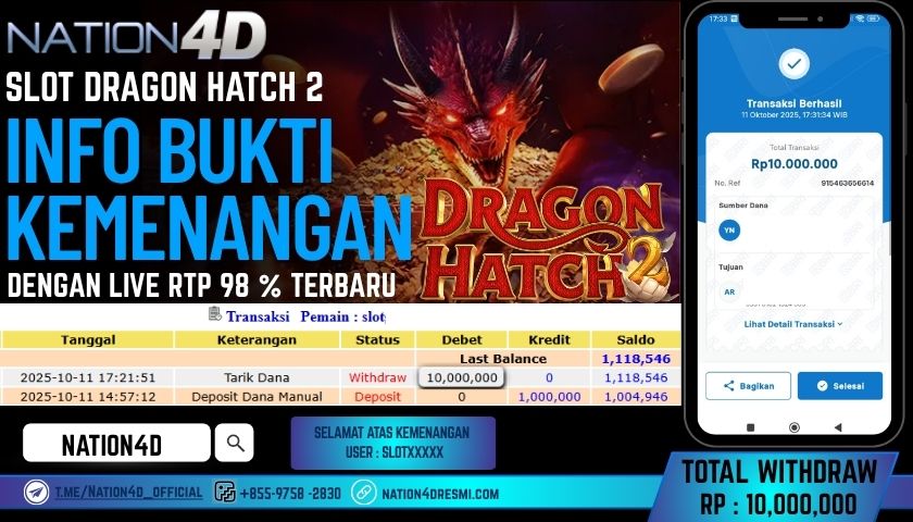 NATION4D -SLOT DRAGON HATCH 2 RP.10,000,000 LUNAS!