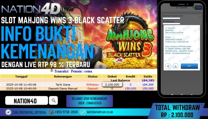 NATION4D -SLOT MAHJONG WINS 3-BLACK SCATTER RP.2,100,000 LUNAS!