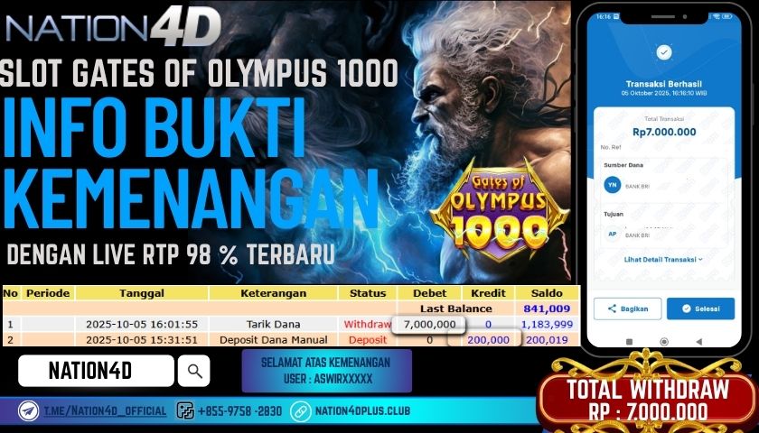NATION4D -SLOT GATES OF OLYMPUS 1000 RP.7,000,000 LUNAS!