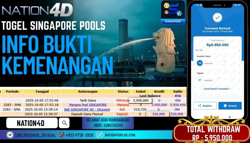 NATION4D -TOGEL SINGAPORE POOLS RP.5,950,000 LUNAS!