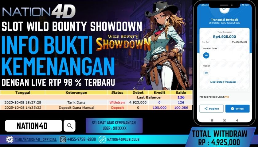 NATION4D -SLOT WILD BOUNTY SHOWDOWN RP.4,925,000 LUNAS!