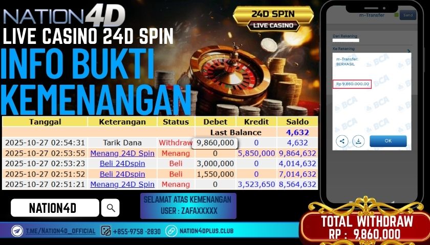 NATION4D -LIVE CASINO 24D SPIN RP. 9,860.000 LUNAS!