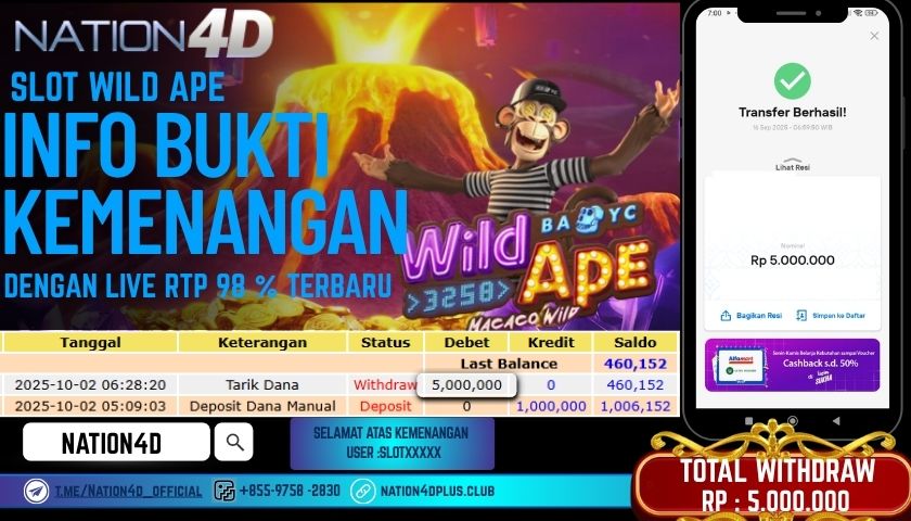 NATION4D -SLOT WILD APE RP.5,000,000 LUNAS!