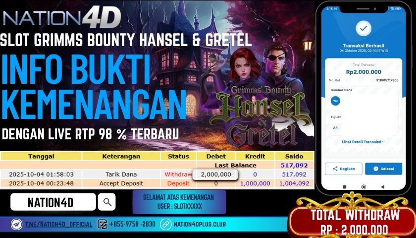 NATION4D -SLOT GRIMMS BOUNTY HANCEL & GRETEL RP.2,000,000 LUNAS!