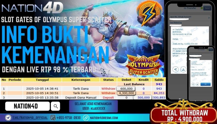 NATION4D -SLOT GATES OF OLYMPUS SUPER SCATTER RP.4,900,000 LUNAS!
