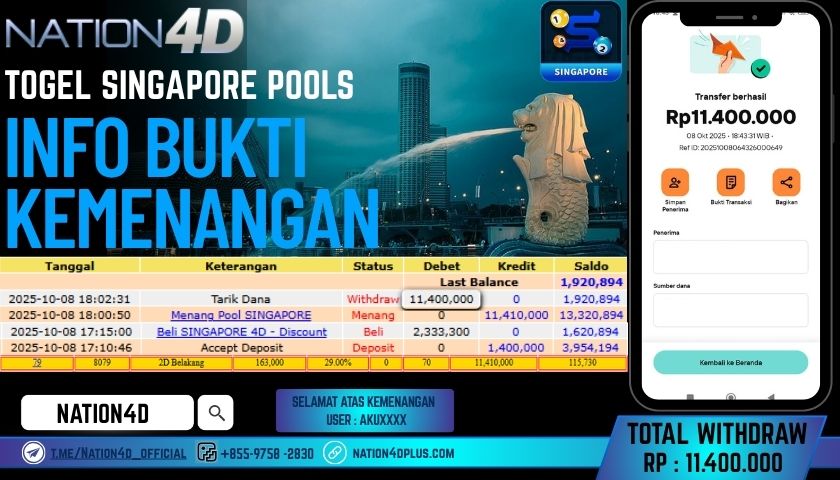 NATION4D -TOGEL SINGAPORE POOLS RP.11.400.000 LUNAS!