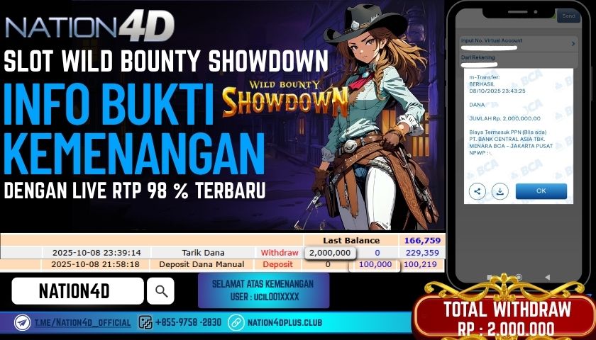 NATION4D -SLOT WILD BOUNTY SHOWDOWN RP.2,000,000 LUNAS!
