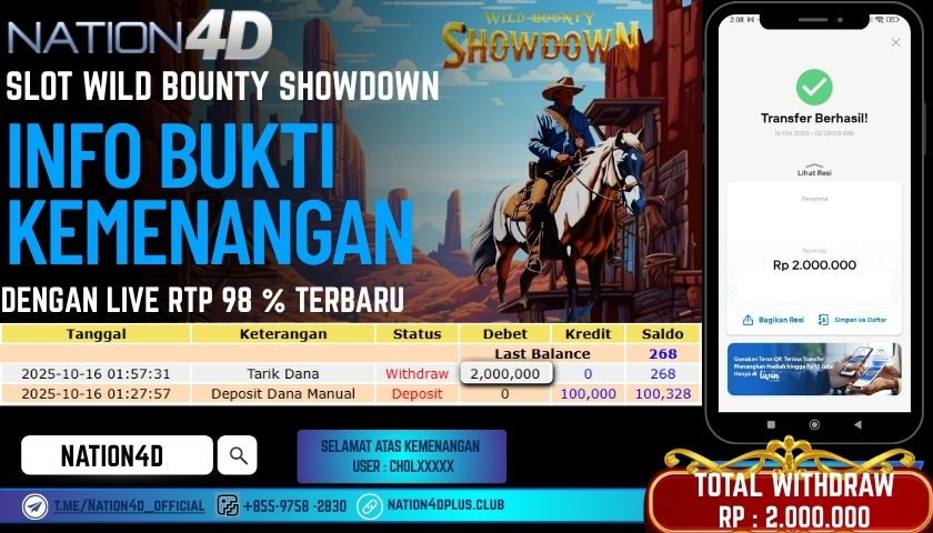 NATION4D -SLOT WILD BOUNTY SHOWDOWN RP.2,000,000 LUNAS!