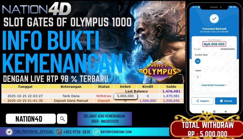 NATION4D -SLOT GATES OF OLYMPUS 1000 RP. 5.000.000 LUNAS!