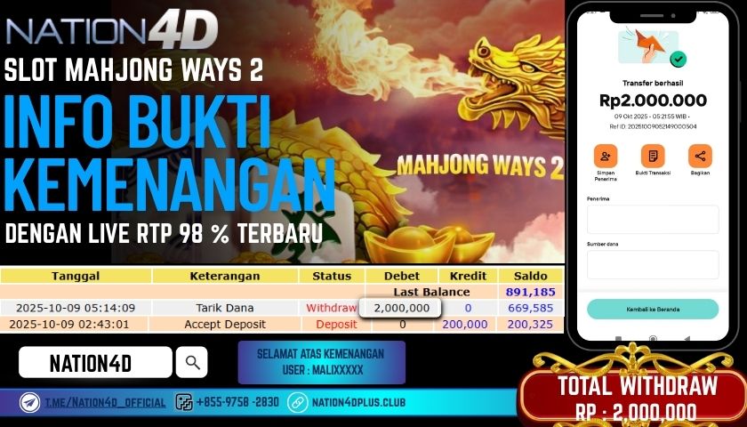 NATION4D -SLOT MAHJONG WAYS 2 RP.2,000,000 LUNAS!