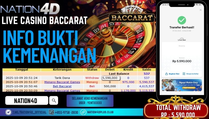 NATION4D -LIVE CASINO BACCARAT RP.5,590,000 LUNAS!