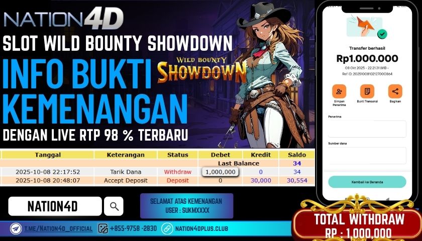 NATION4D -SLOT WILD BOUNTY SHOWDOWN RP.1,000,000 LUNAS!