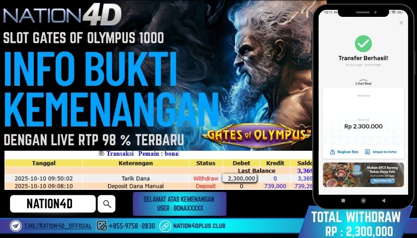 NATION4D -SLOT GATES OF OLYMPUS 1000                          RP.2,300,000 LUNAS!