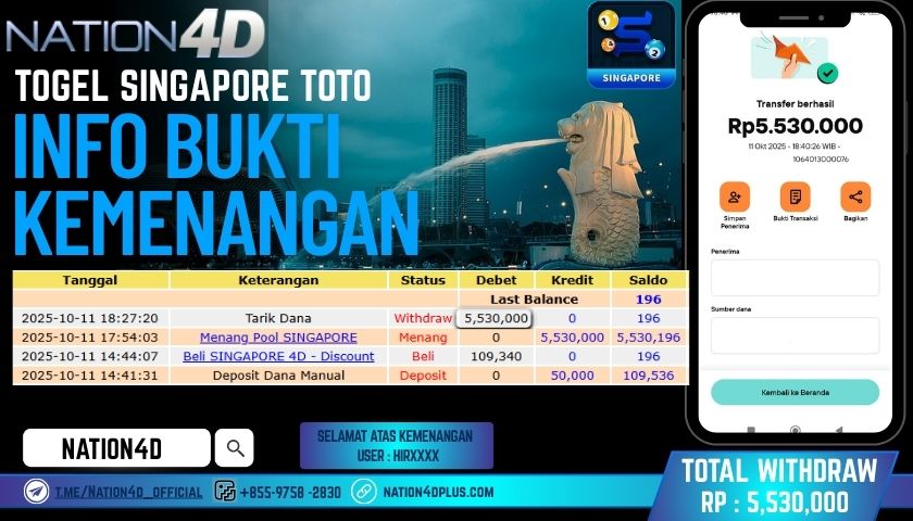 NATION4D -TOGEL SINGAPORE POOLS RP.5,530,000 LUNAS!