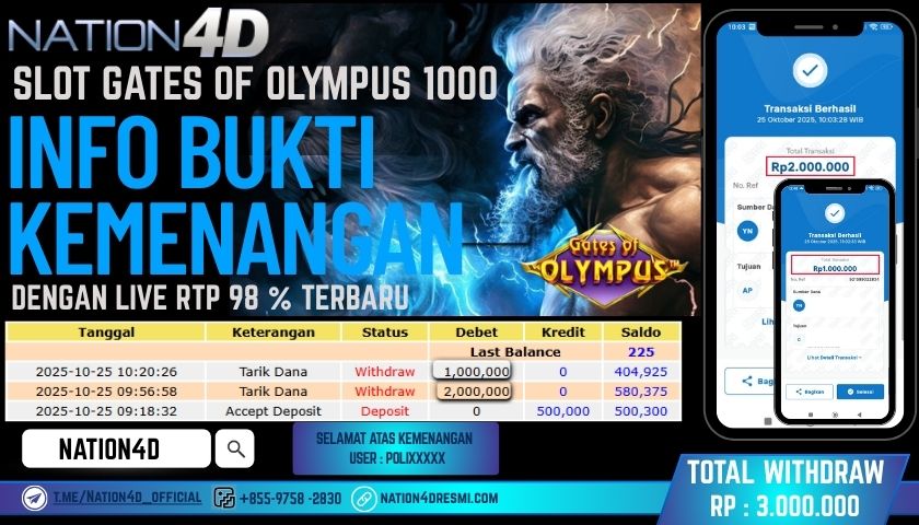 NATION4D -SLOT GATES OF OLYMPUS 1000   RP. 3.000.000 LUNAS!