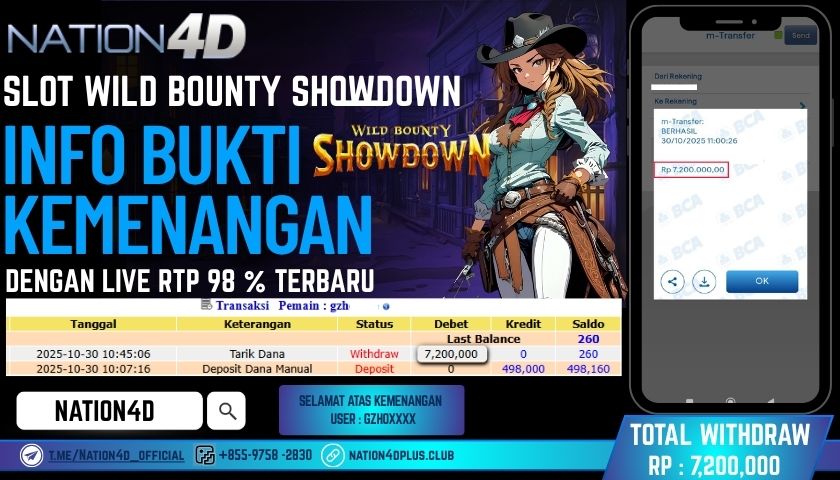 NATION4D -SLOT WILD BOUNTY SHOWDOWN RP.7,200,000 LUNAS!