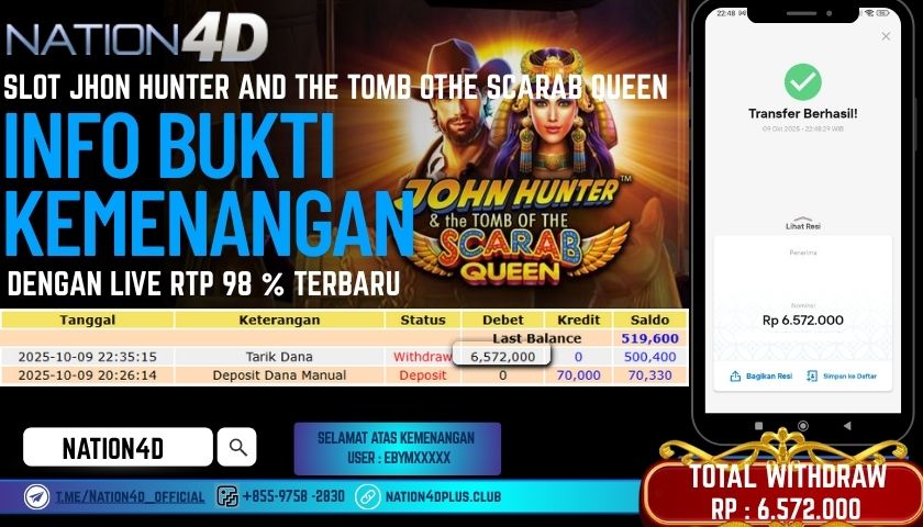NATION4D -SLOT JHON HUNTER AND THE TOMB OF THE SCARAB RP.6,572,000 LUNAS!
