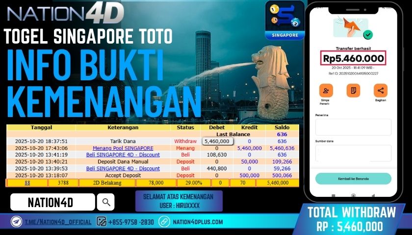 NATION4D -TOGEL SINGAPORE TOTO RP.5,460,000 LUNAS!