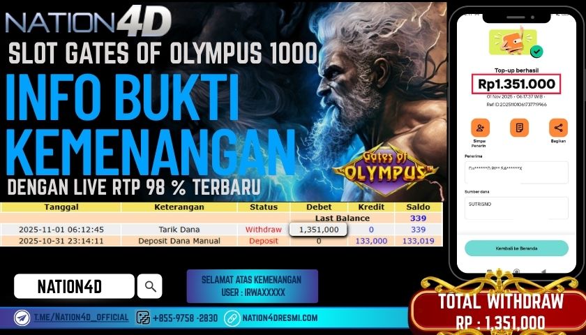 NATION4D -SLOT GATES OF OLYMPUS 1000 RP.1,351,000 LUNAS!