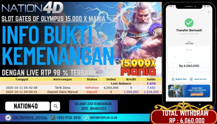 NATION4D -SLOT GATES OF OLYMPUS 15.000 X MANIA RP.6,060,000 LUNAS!