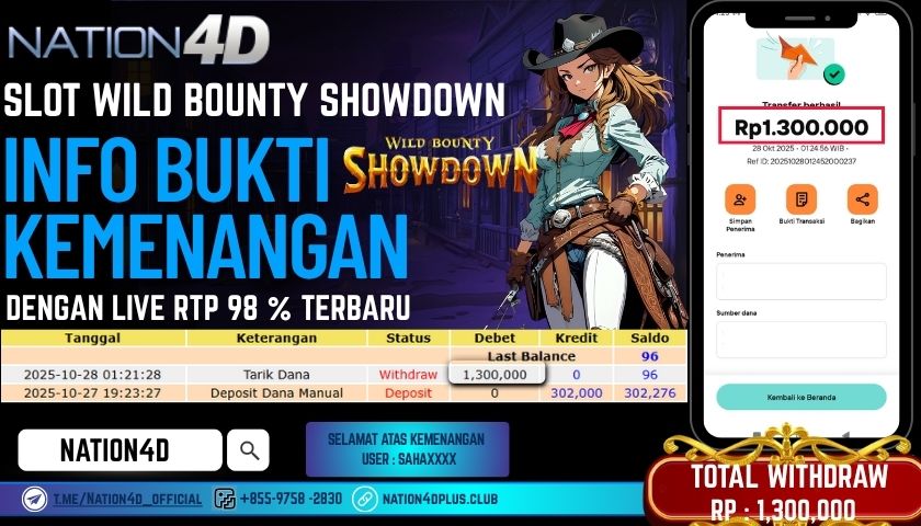 NATION4D -SLOT WILD BOUNTY SHOWDOWN RP.1,300,000 LUNAS!