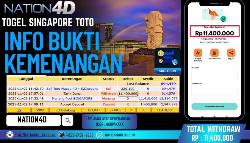 NATION4D -TOGEL SINGAPORE POOLS RP.11,400,000LUNAS!