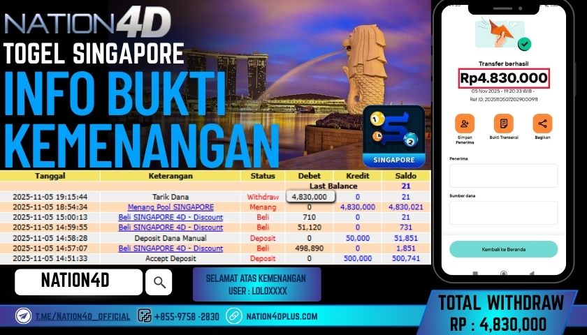 NATION4D -TOGEL SINGAPORE  RP.4,830,000 LUNAS!