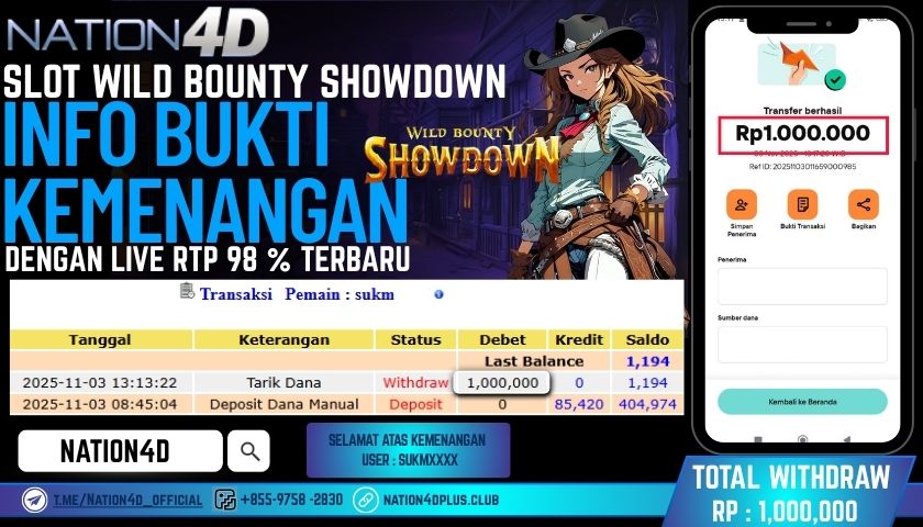 NATION4D -SLOT WILD BOUNTY SHOWDOWN RP.1,000,000 LUNAS!