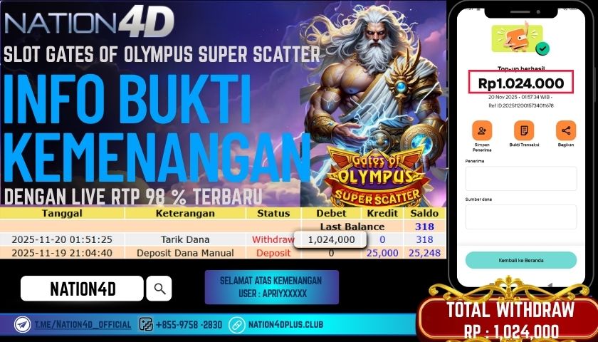 NATION4D -SLOT GATES OF OLYMPUS SUPER SCATTER RP.1,024,000 LUNAS!