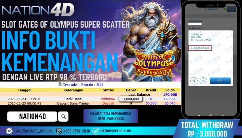 NATION4D -SLOT GATES OF OLYMPUS SUPER SCATTER  RP.3,000,000 LUNAS!