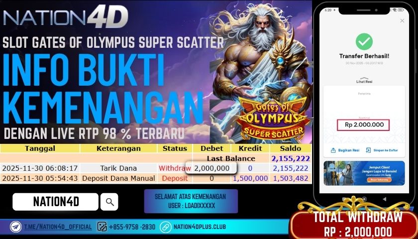 NATION4D -SLOT GATES OF OLYMPUS SUPER SCATTER RP.2,000,000 LUNAS!