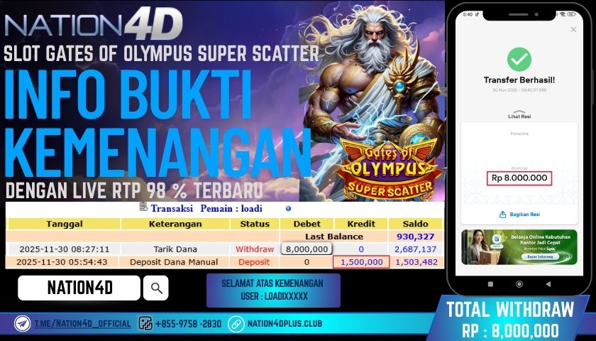 NATION4D -SLOT GATES OF OLYMPUS SUPER SCATTER                                  RP.8.000.000 LUNAS!
