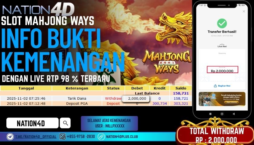 NATION4D -SLOT MAHJONG WAYS RP.2,000,000 LUNAS!