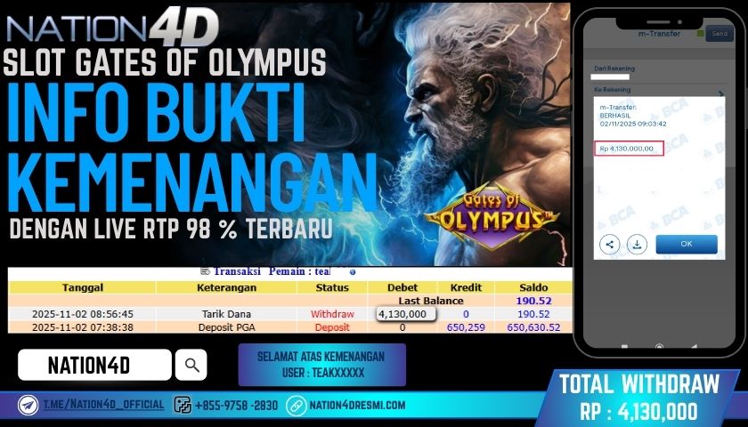 ION4D -SLOT GATES OF OLYMPUS 1000 RP.4,130,000 LUNAS!