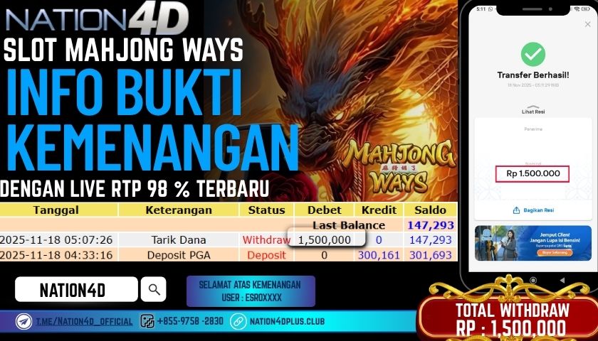 NATION4D -SLOT MAHJONG WAYS RP.1,500,000 LUNAS!