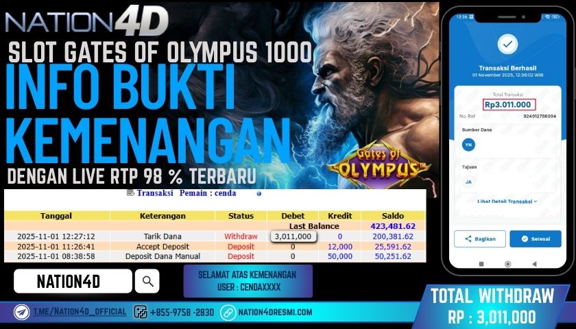 NATION4D -SLOT GATES OF OLYMPUS 1000 RP.3,011,000 LUNAS!
