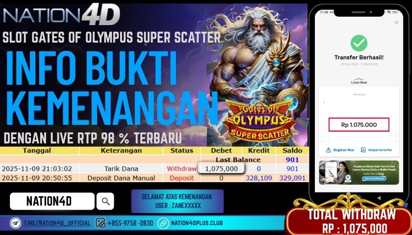 NATION4D -SLOT GATES OF OLYMPUS SUPER SCATTER RP.1,075,000 LUNAS!