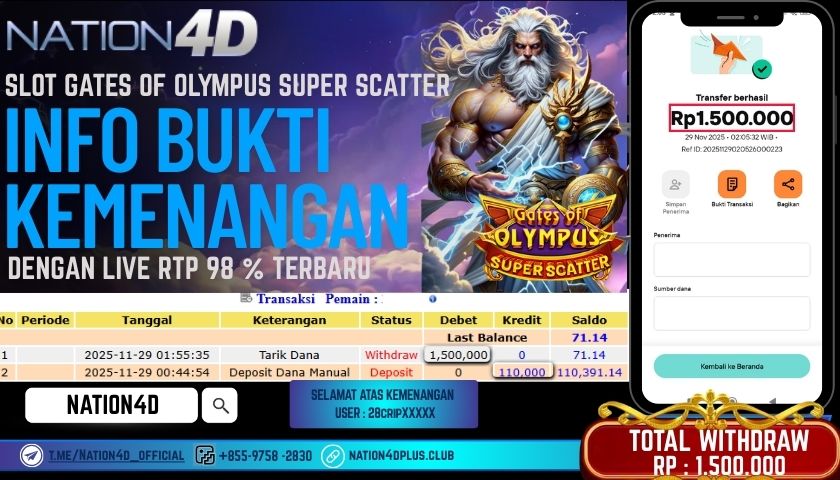 NATION4D -SLOT GATES OF OLYMPUS SUPER SCATTER RP.1,500,000 LUNAS!