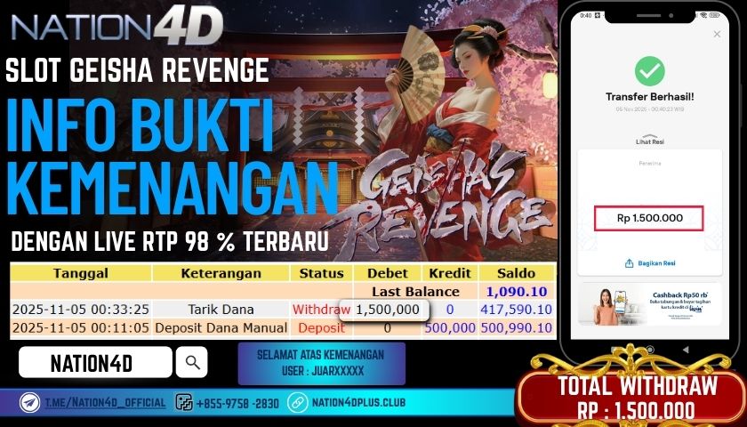 NATION4D -SLOT GEISHA REVENGE RP.1,500,000 LUNAS!